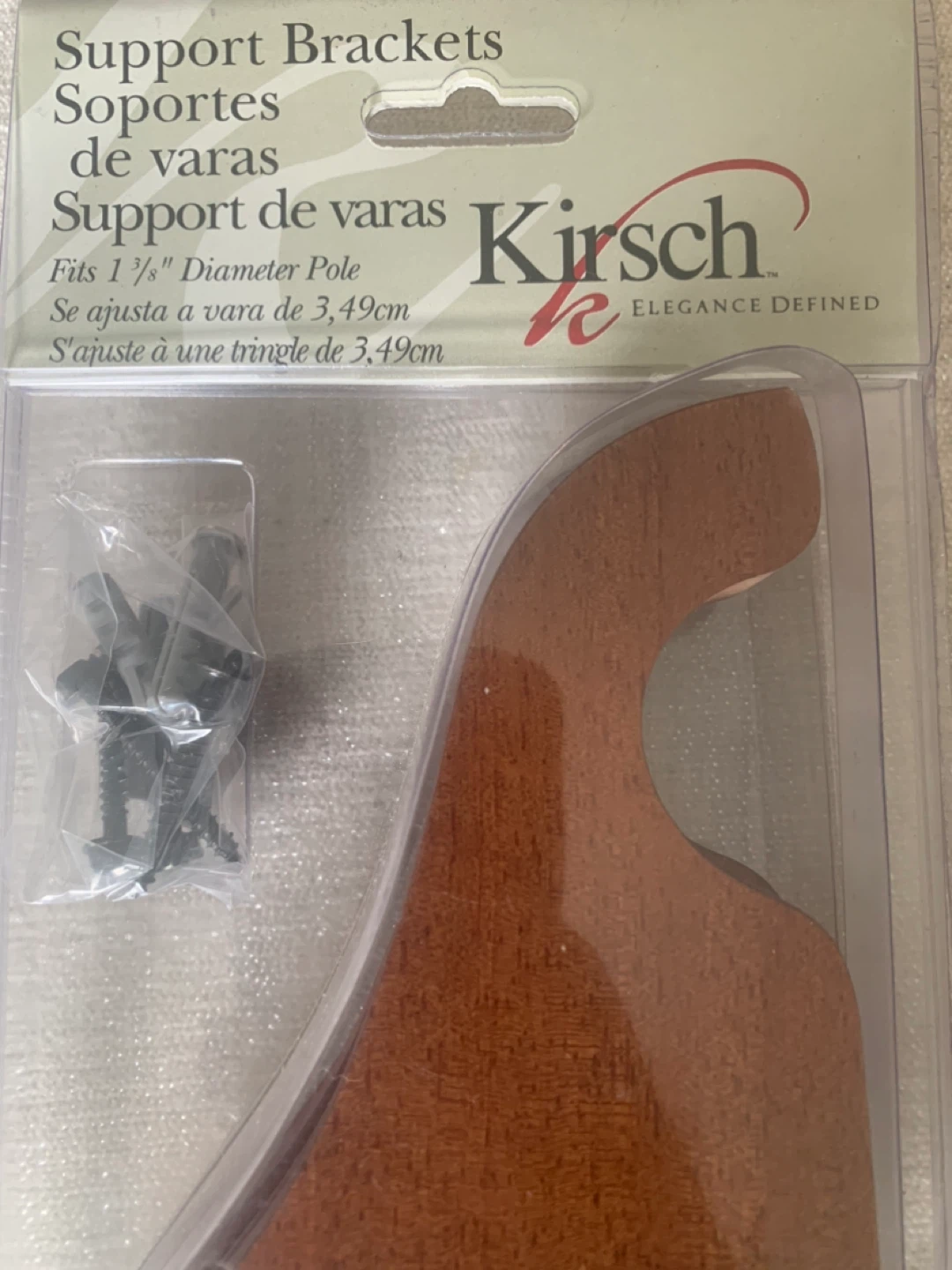 Kirsch Support Brackets for 1 3/8" Diameter Pole - Walnut