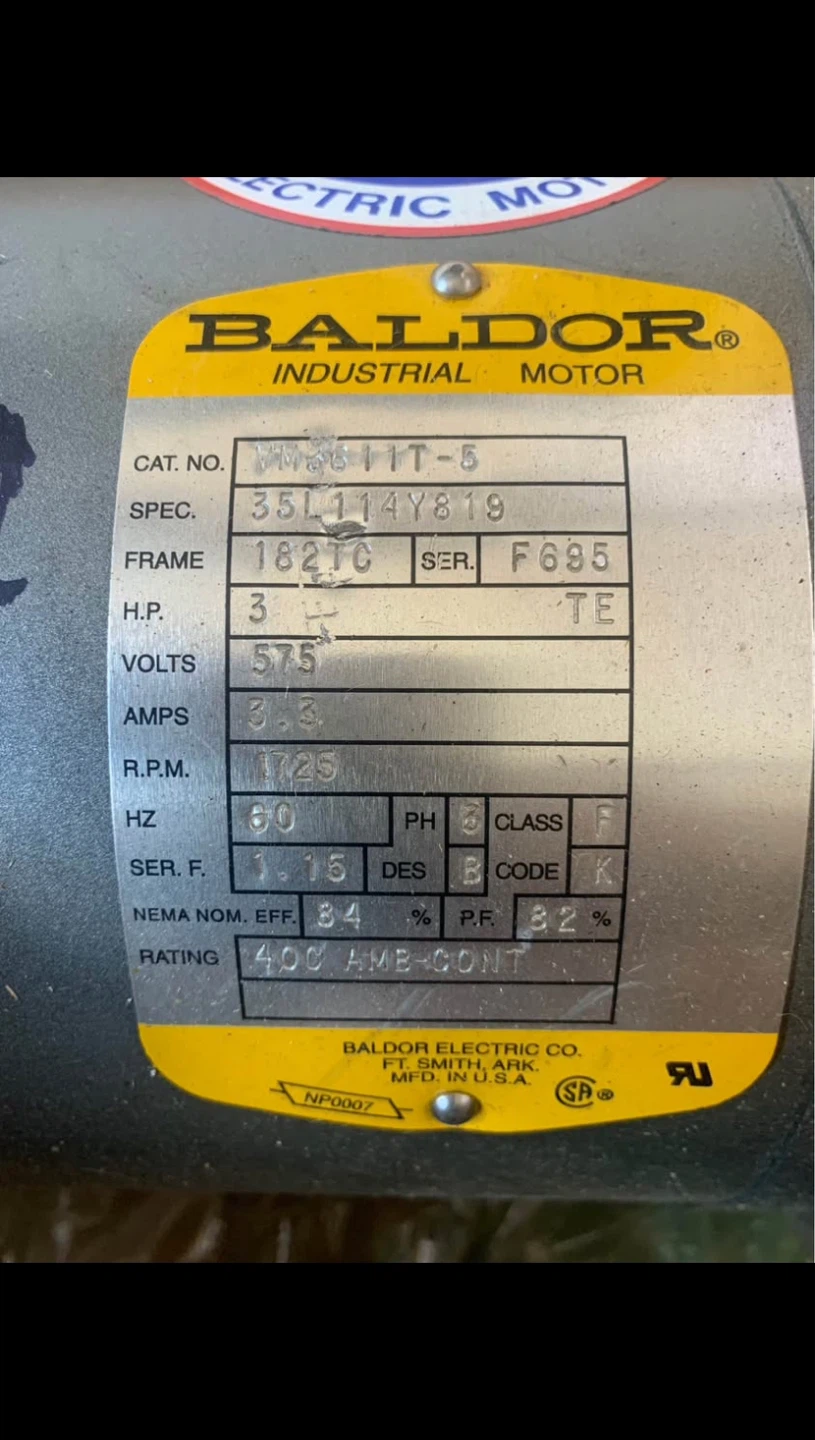 Baldor Industrial Electric Motor VM611T-5 3 HP 575V
