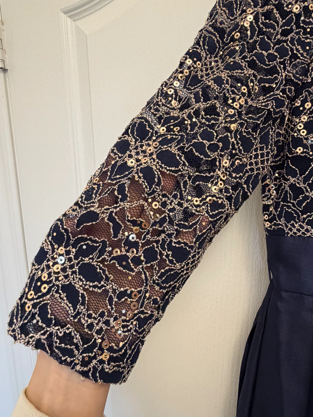 Jessica Howard Navy Lace Sequin Dress Size 12P - photo 4