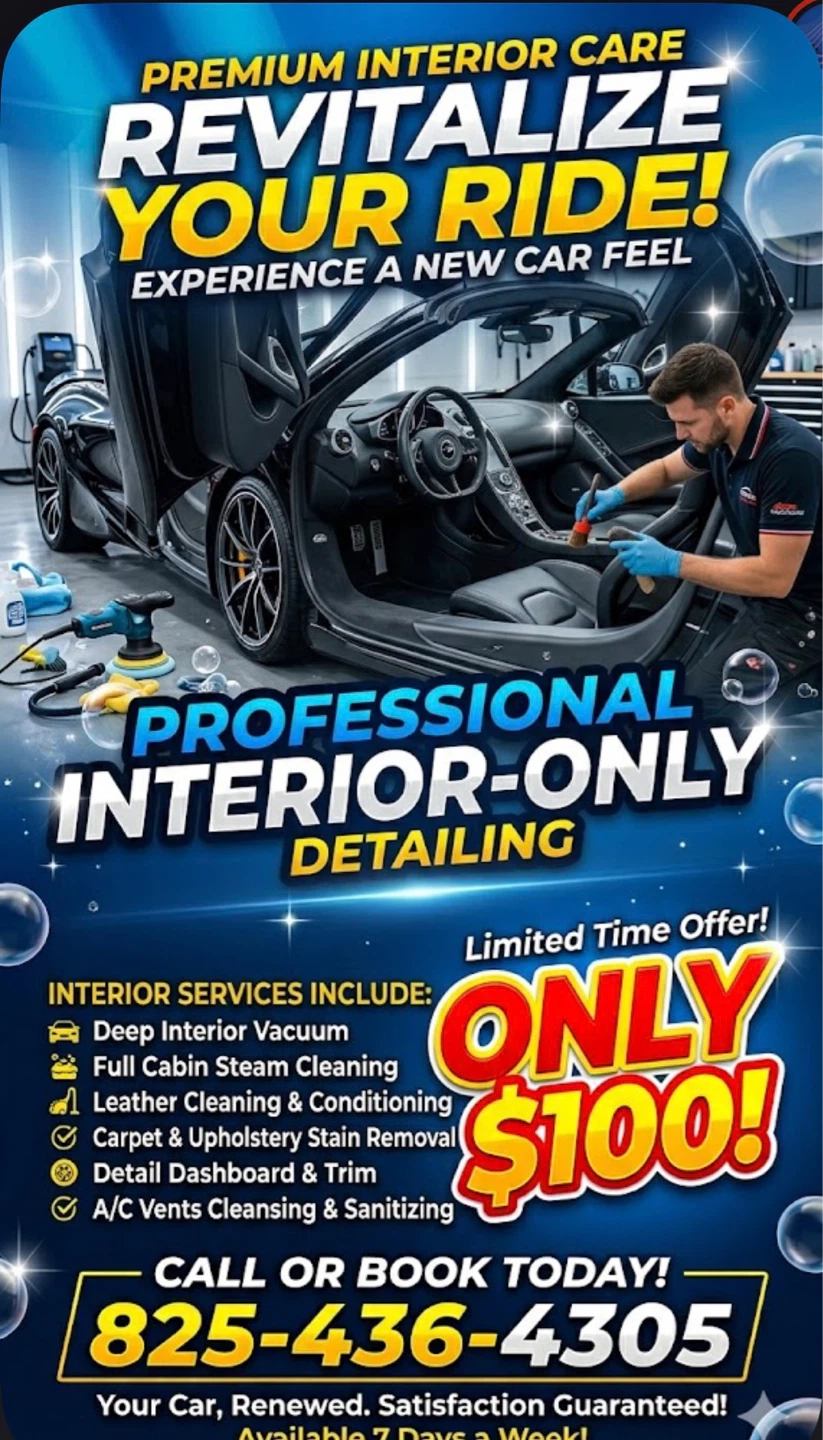 Professional Interior Car Detailing Service - $100