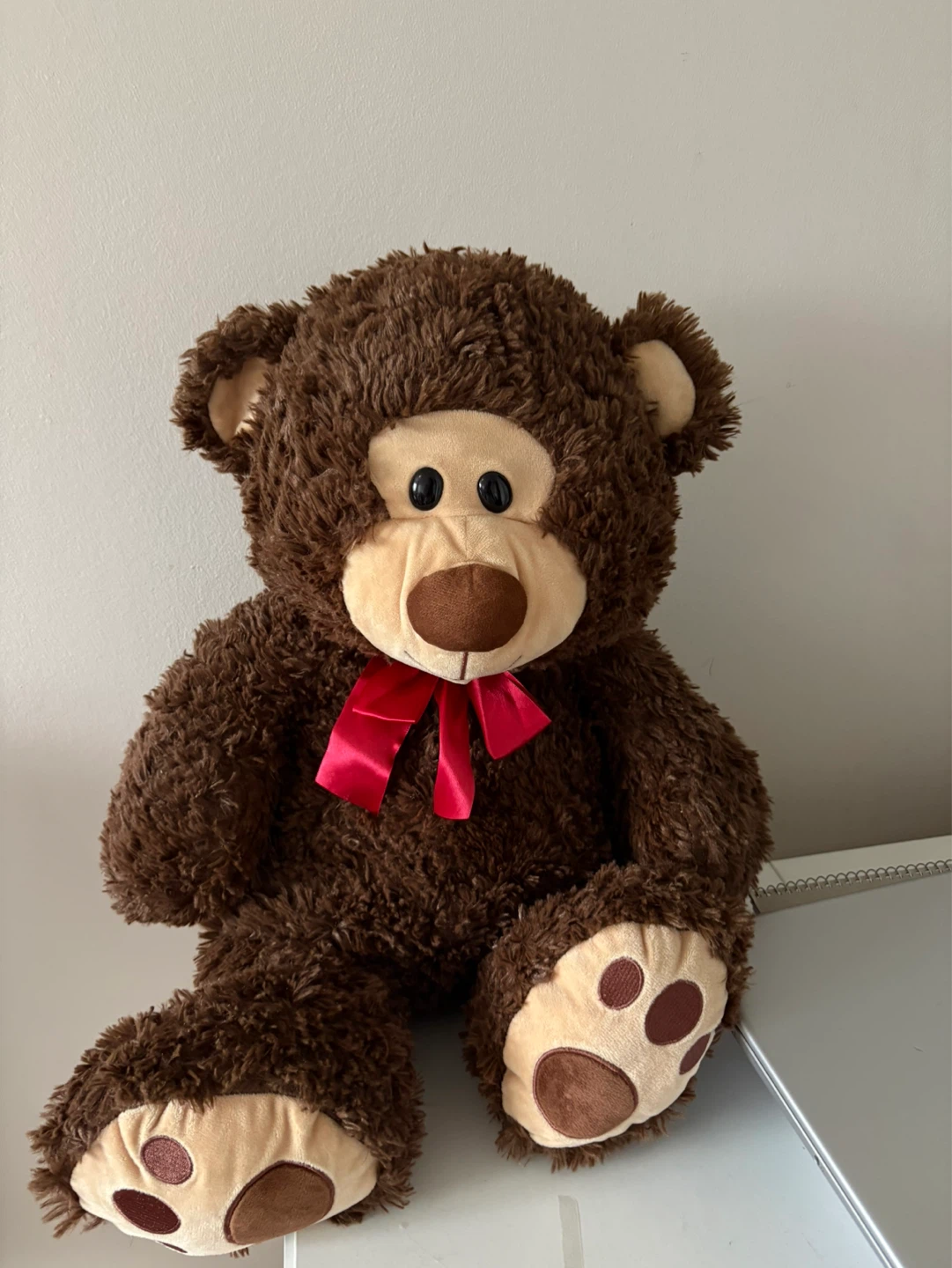 Brown Teddy Bear with Red Bow - photo 2