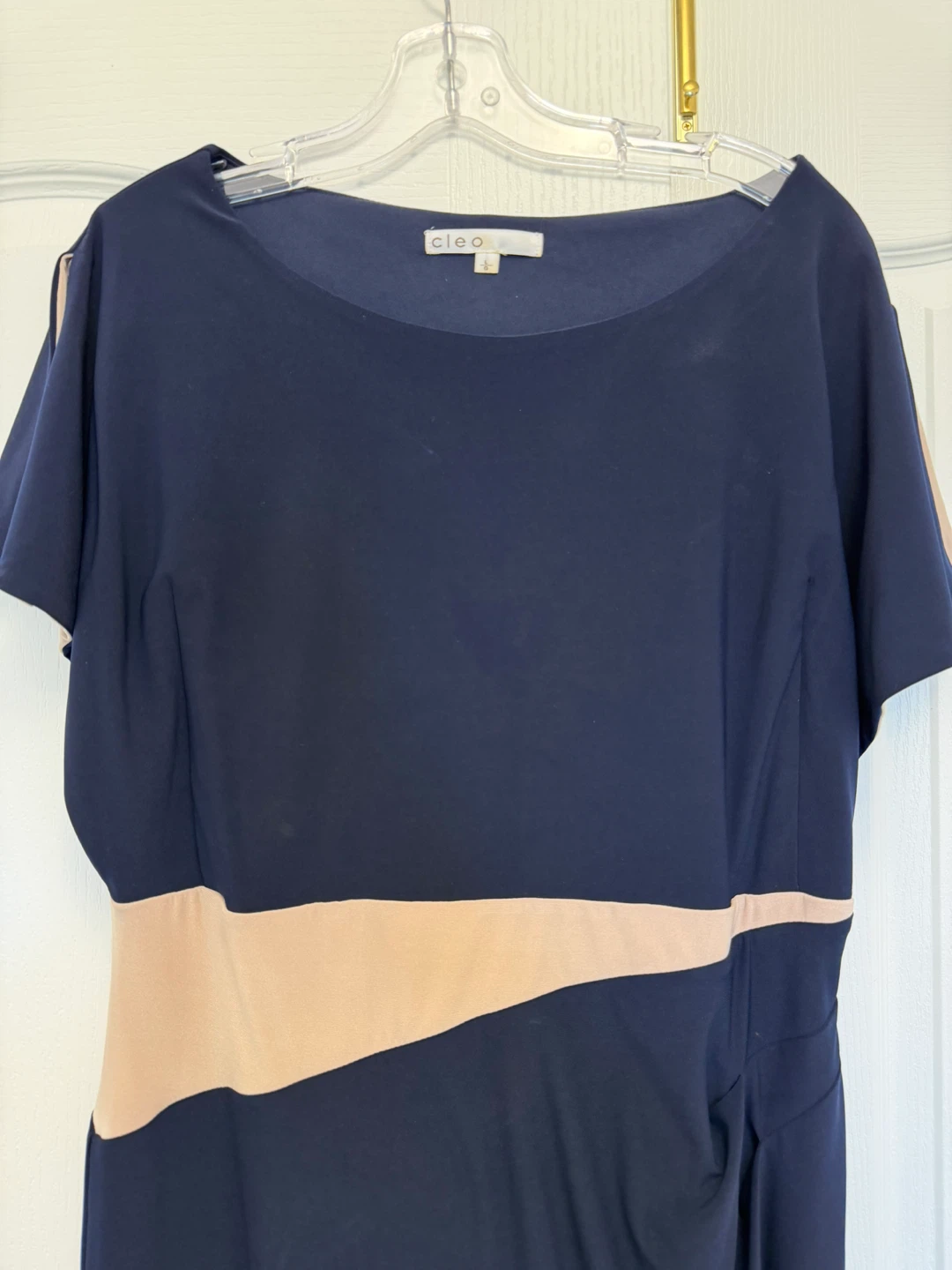 Cleo Navy Blue Dress with Beige Accent - Size L - photo 2