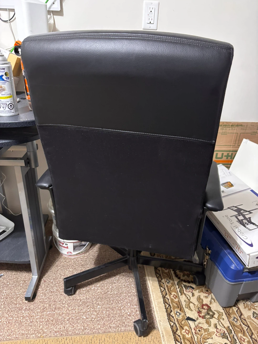Black Faux Leather Office Chair - photo 2