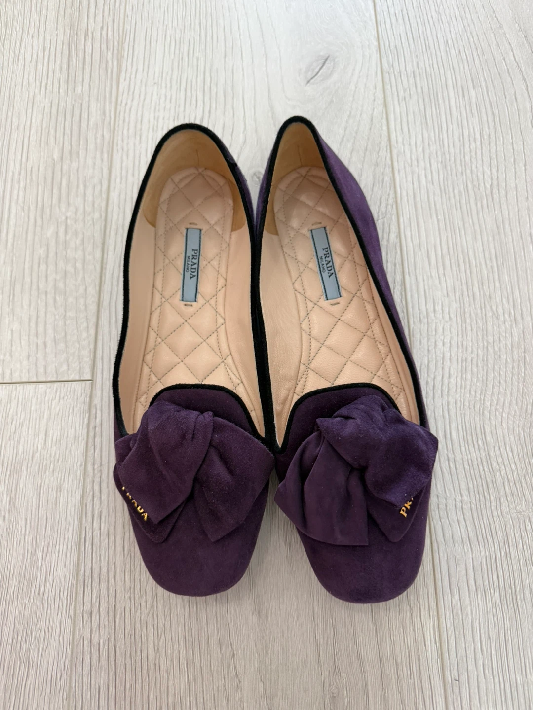 Prada Purple Suede Bow Detail Flats Size 38.5 - photo 2
