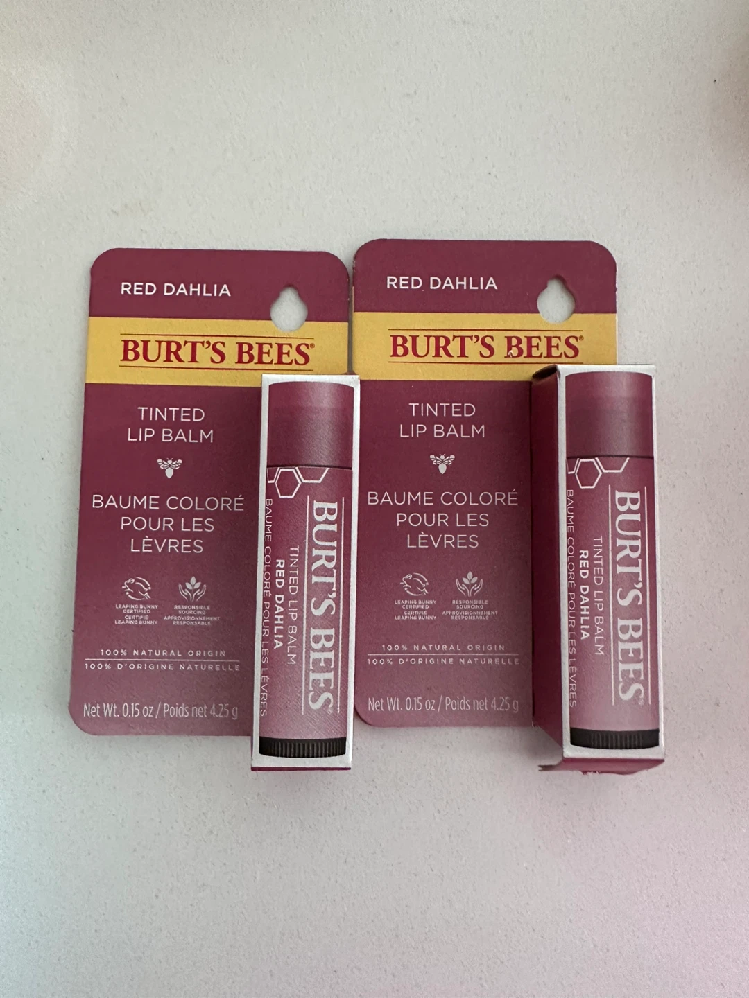 Burt's Bees Red Dahlia Tinted Lip Balm (2 pack) & Micellar Wipes - photo 2