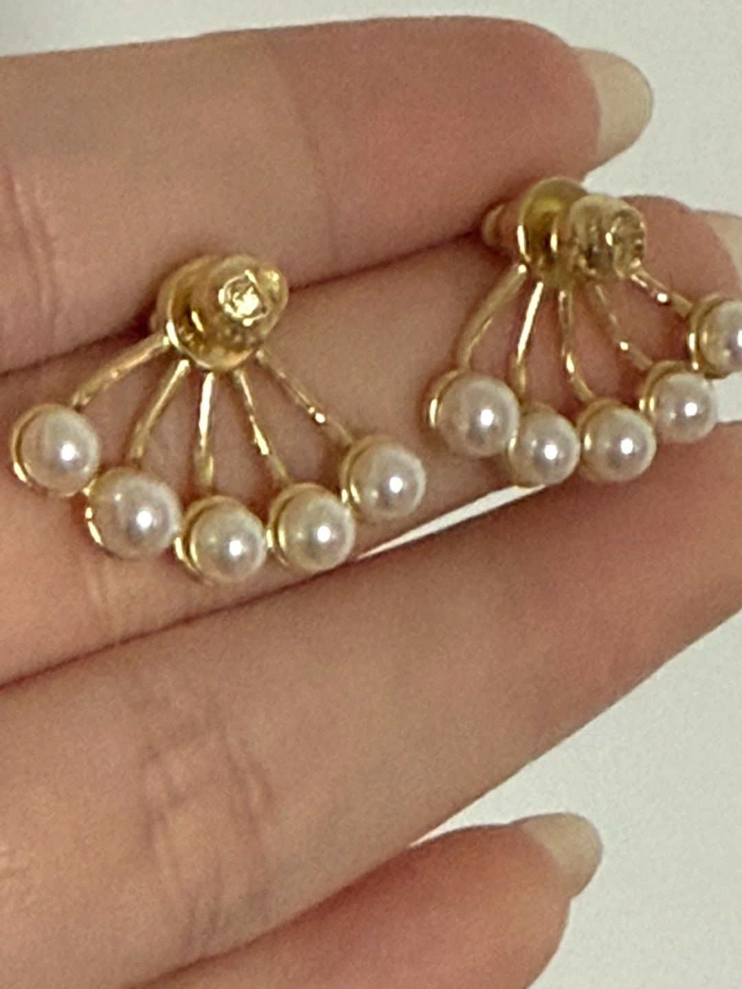 Dior Style Pearl Fan Earrings Double Sided Pearl - photo 3