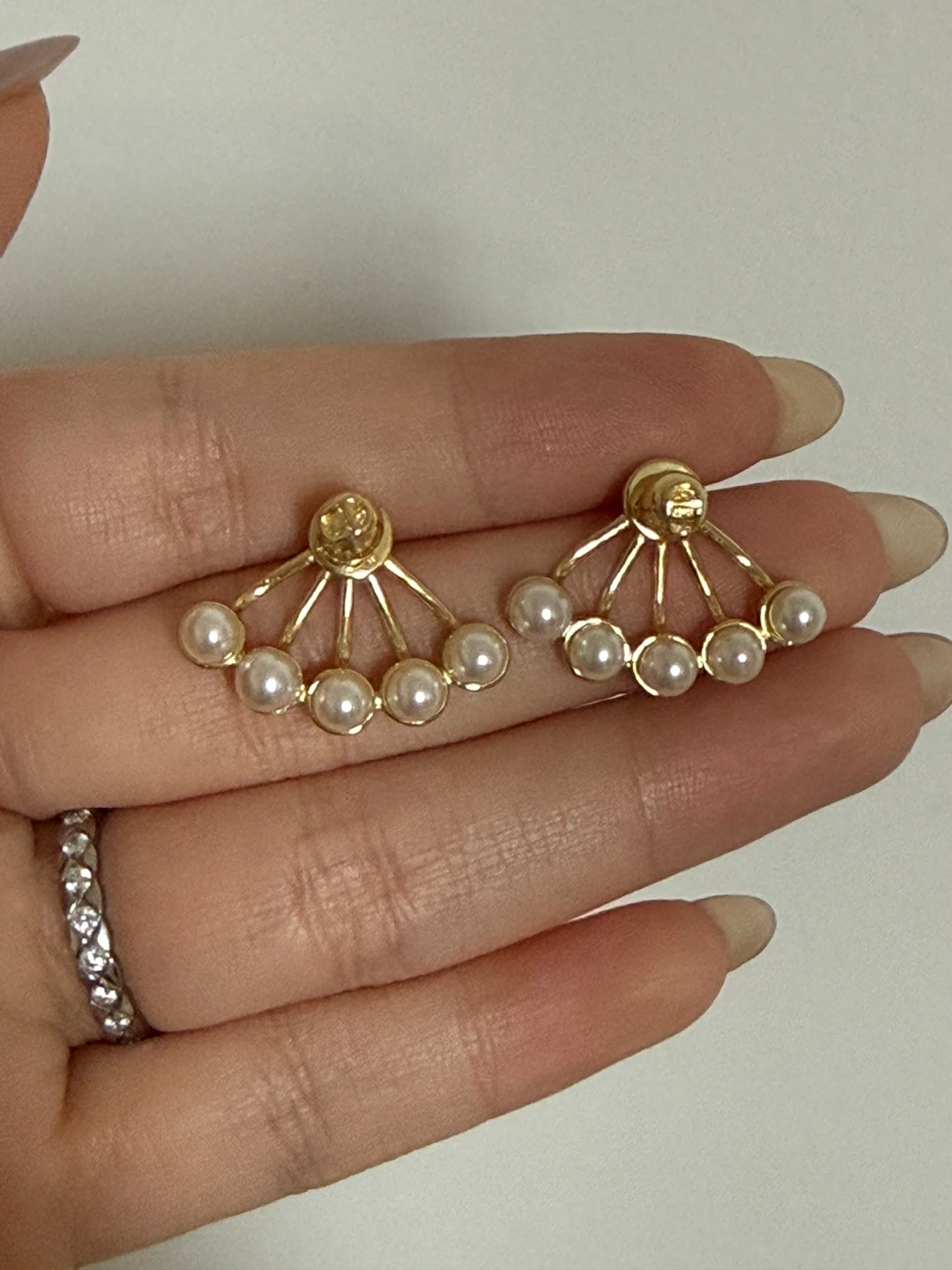 Dior Style Pearl Fan Earrings Double Sided Pearl - photo 4