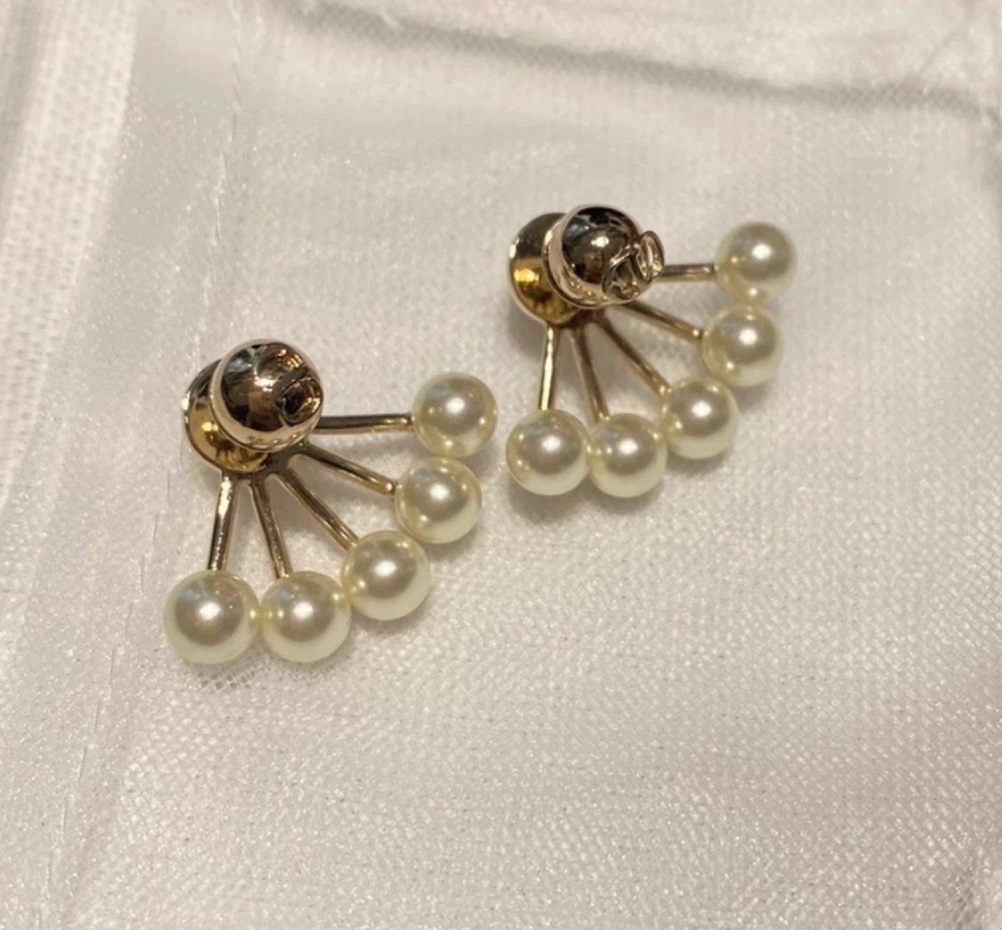 Dior Style Pearl Fan Earrings Double Sided Pearl - photo 2