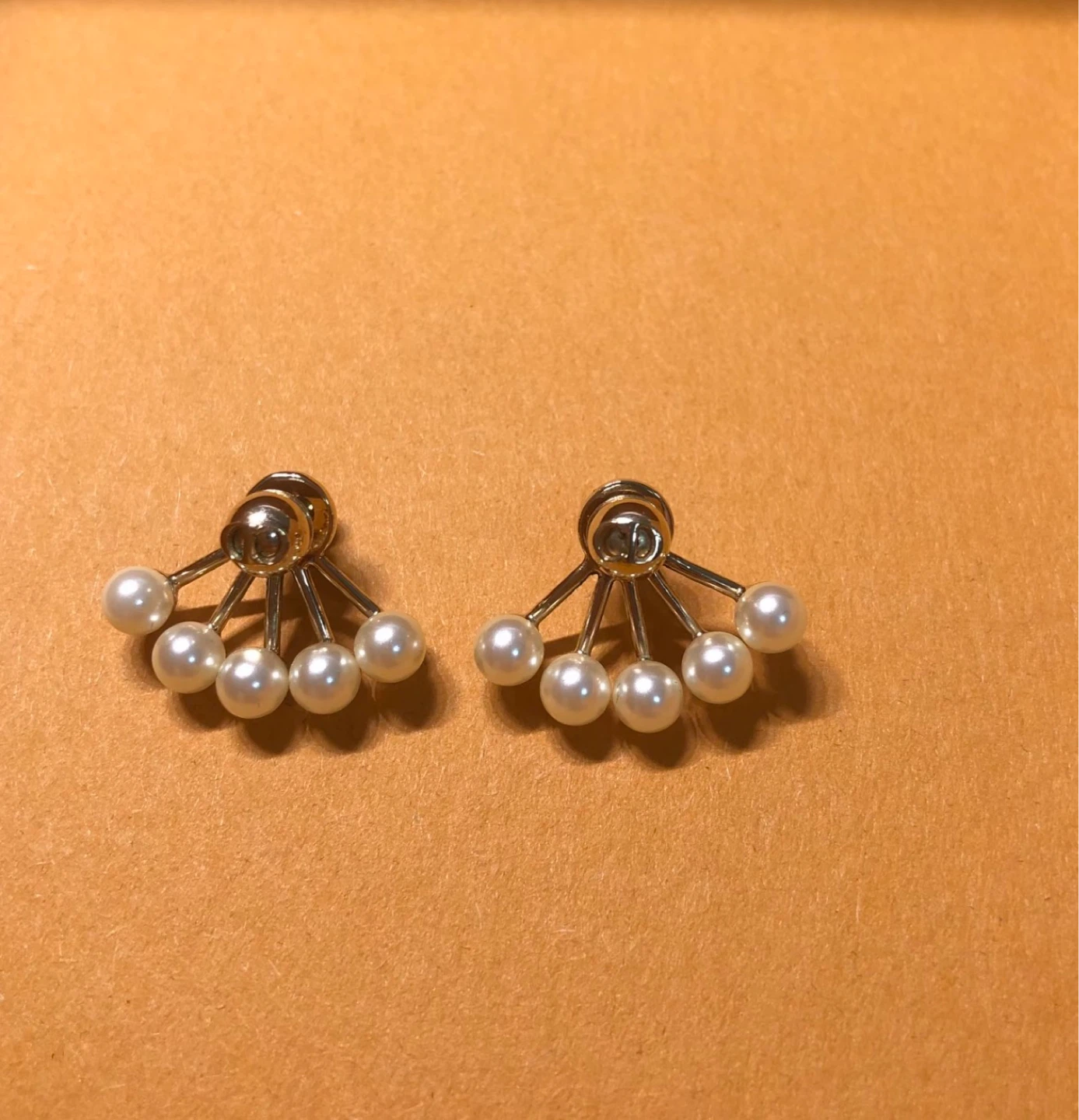 Dior Style Pearl Fan Earrings Double Sided Pearl