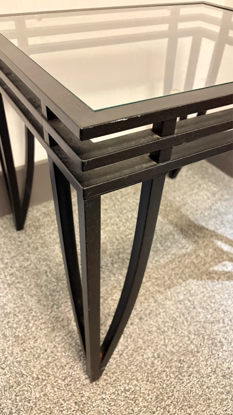 Glass Top End Table with Metal Frame - photo 5