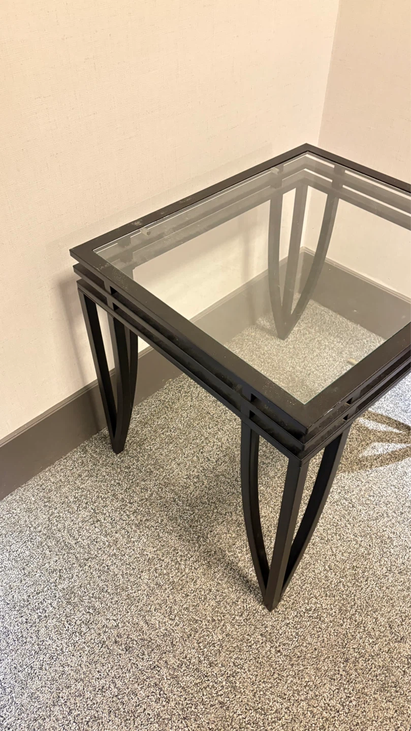 Glass Top End Table with Metal Frame - photo 3