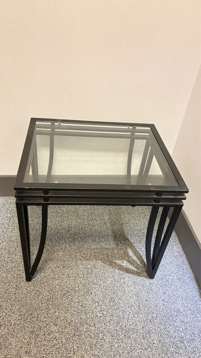 Glass Top End Table with Metal Frame
