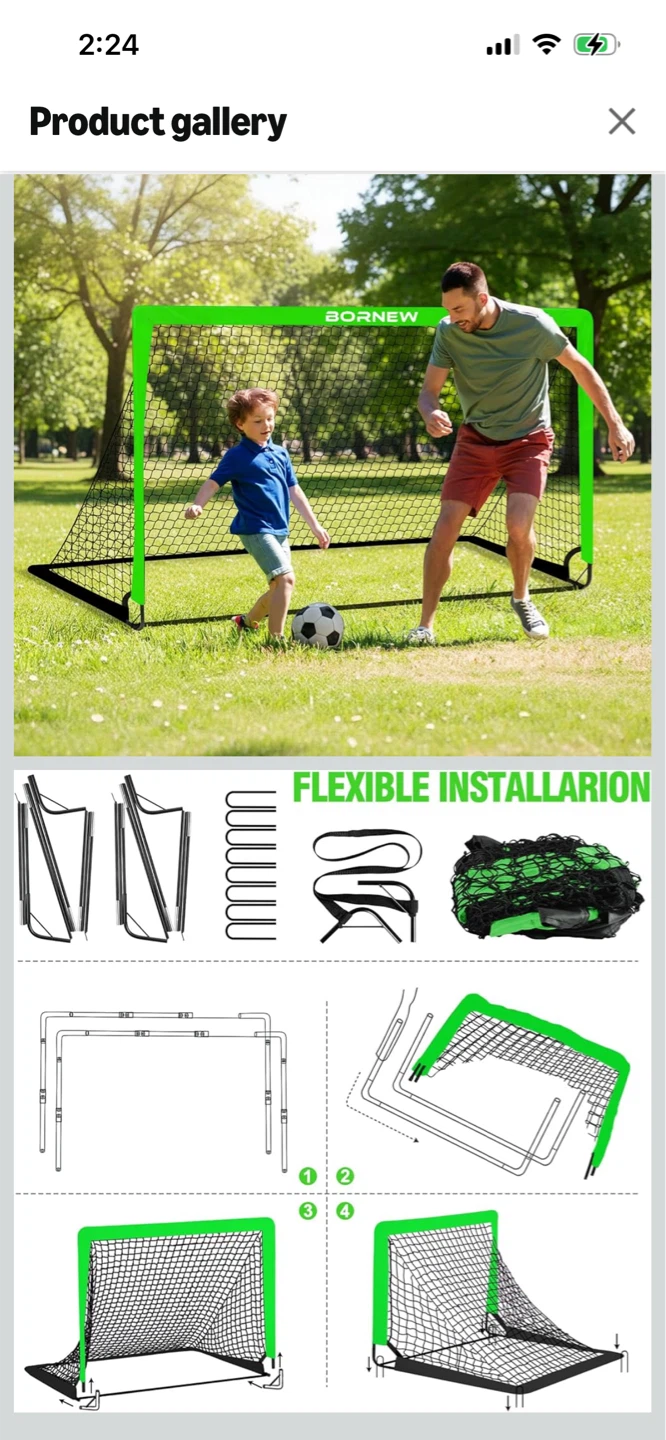 New-One Pc BORNEW Portable Soccer Goal 6x4 FT - photo 4