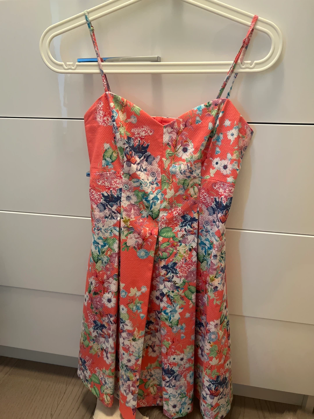 Coral floral print cutout dress by Ever New Melbourne