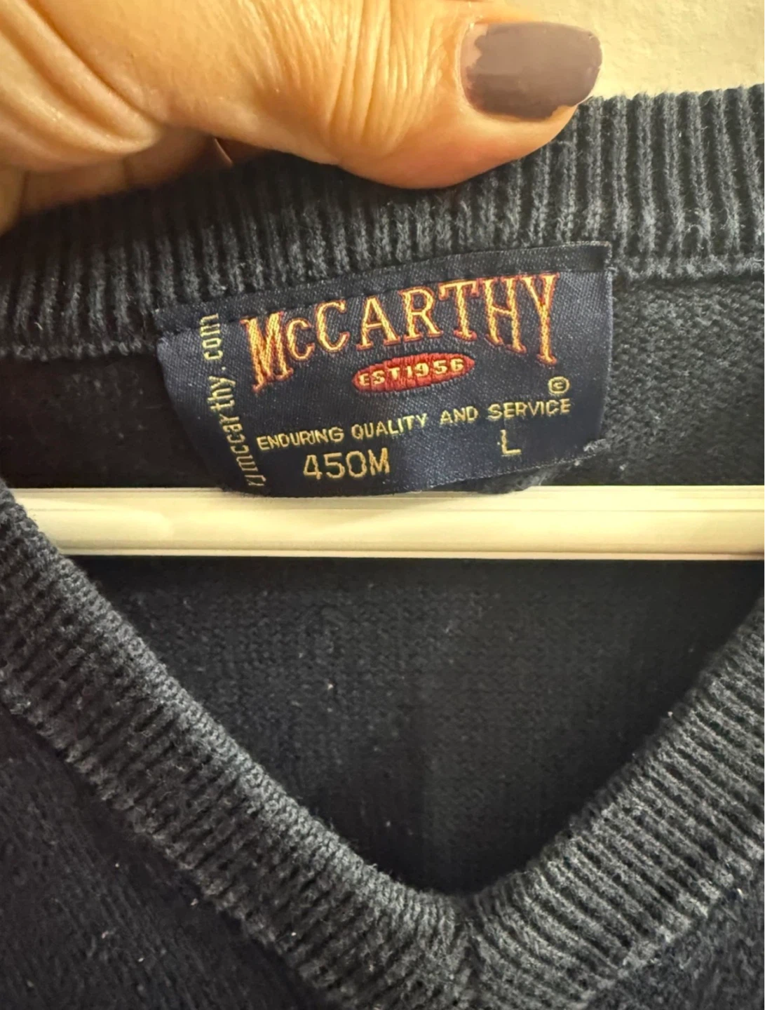 V-Neck Sweater Vest - Navy Blue, Size L - photo 2