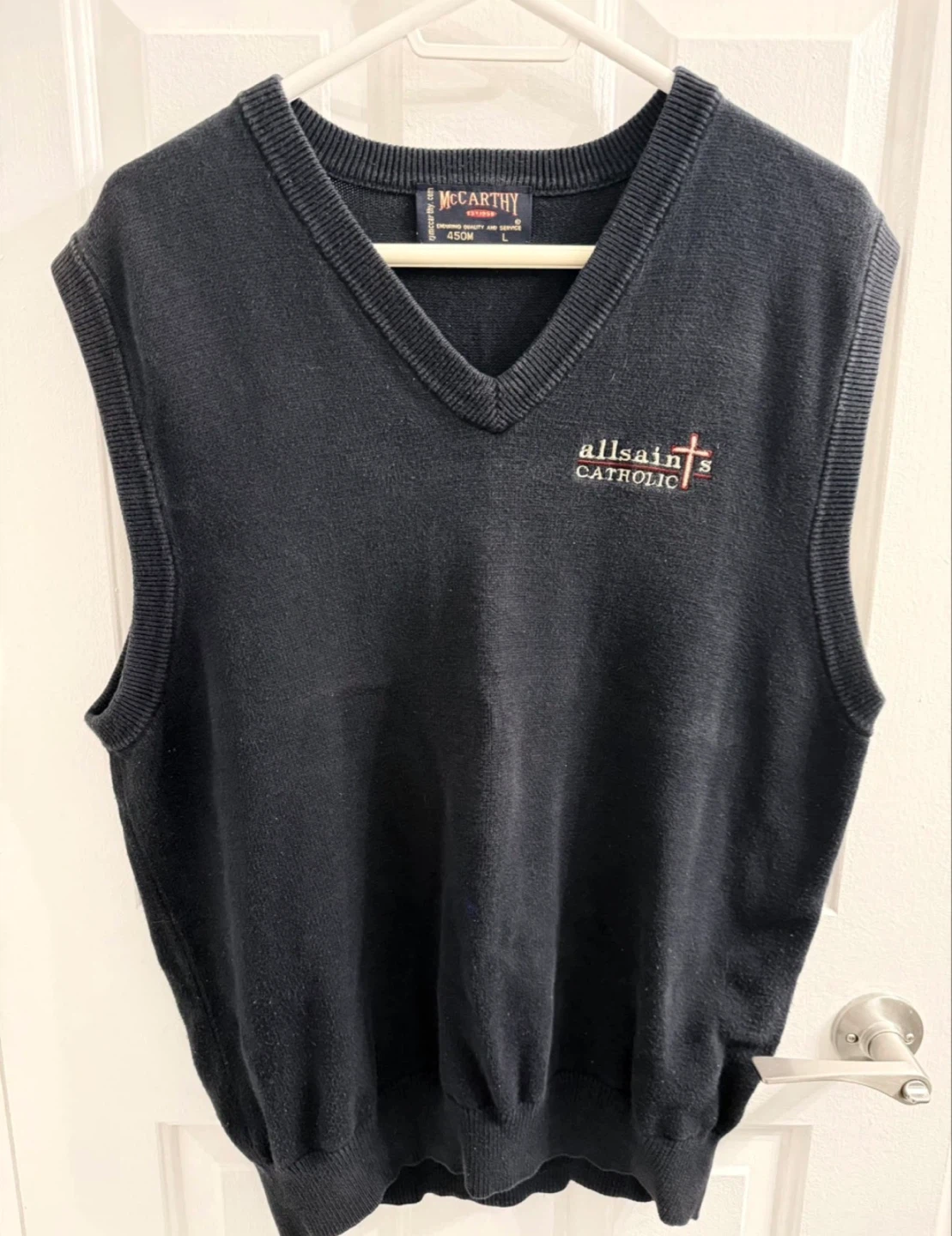 V-Neck Sweater Vest - Navy Blue, Size L
