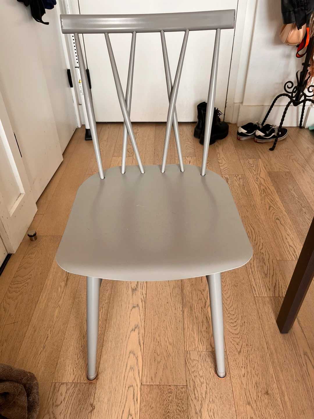 Gray Metal Spindle Back Dining Chair