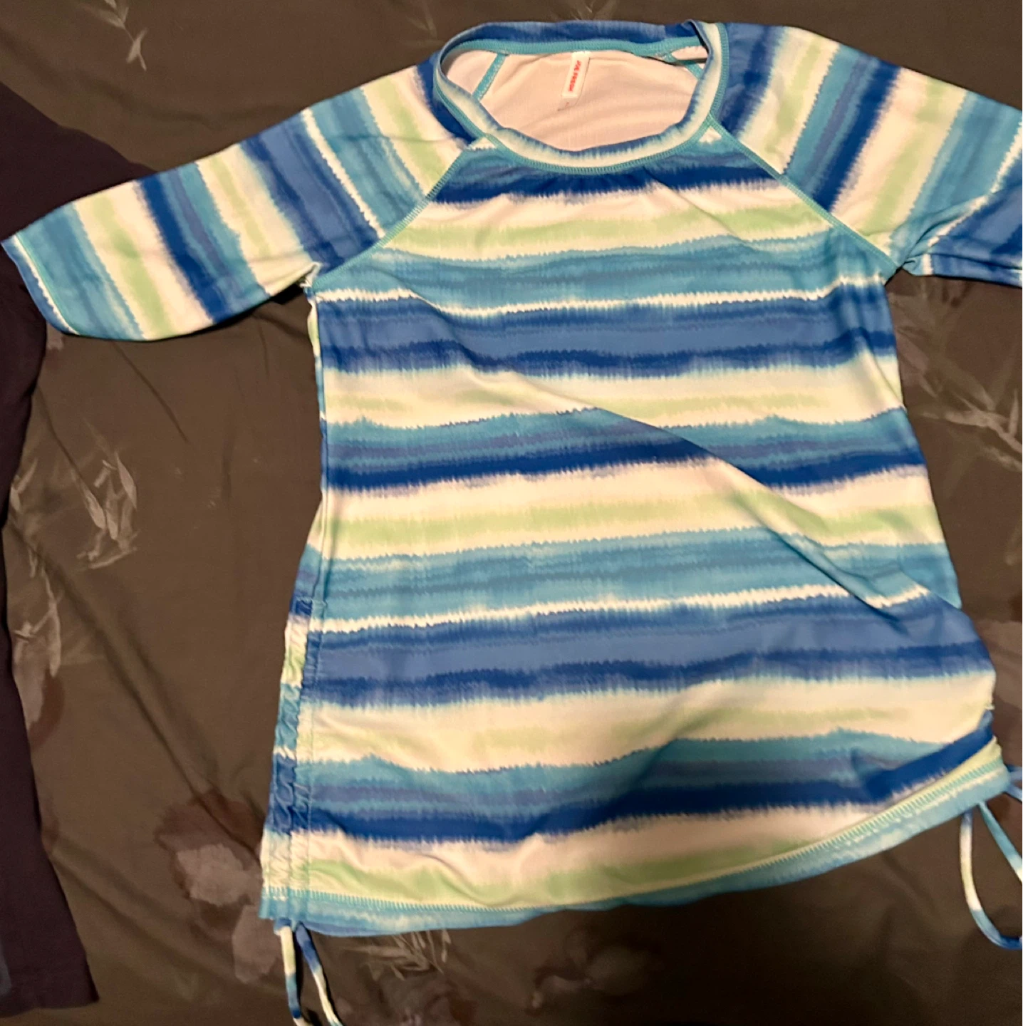 Striped Rash Guard Swim Shirt
