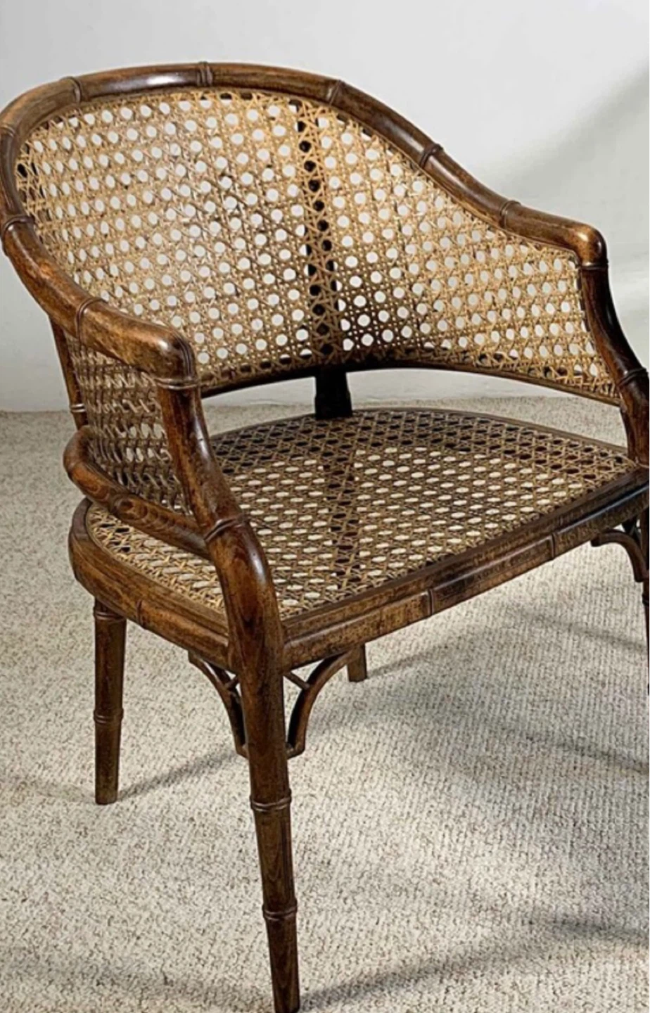 Vintage Cane Barrel Chair - photo 3