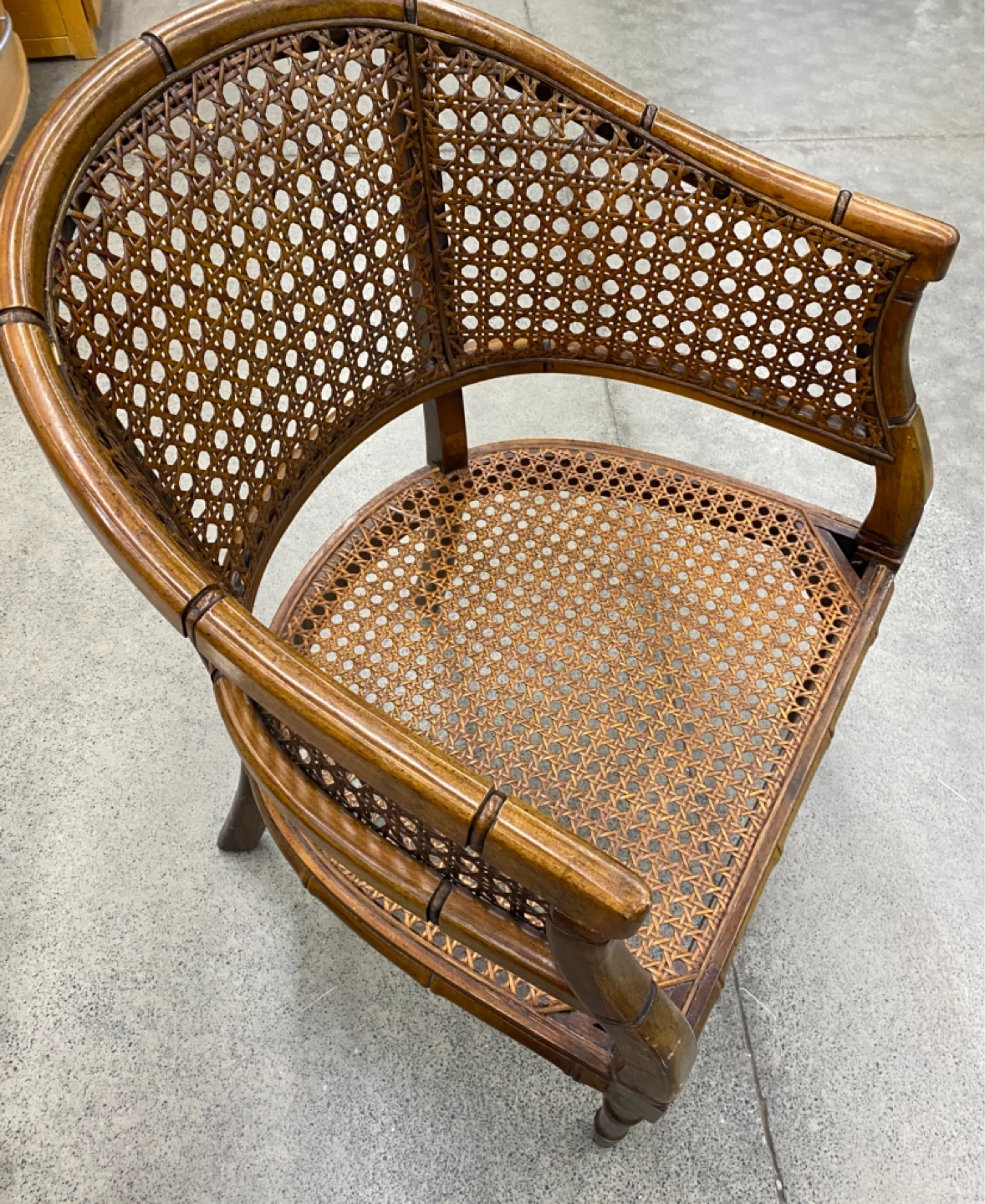 Vintage Cane Barrel Chair