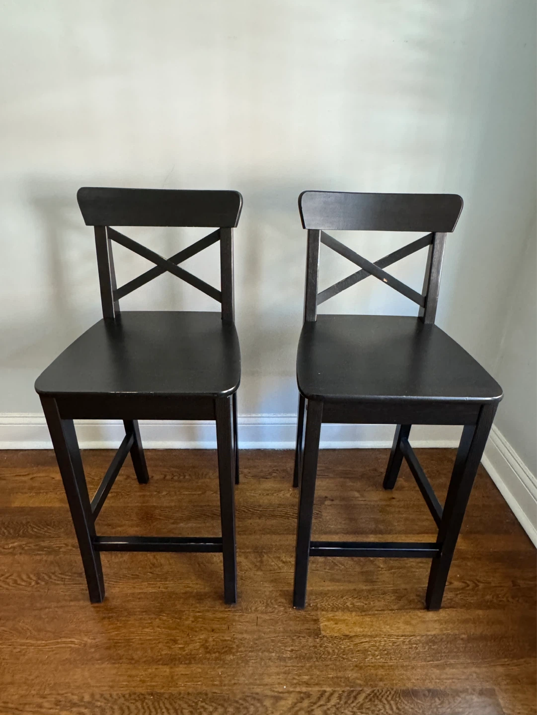 Set of 2 Black Counter Height Bar Stools
