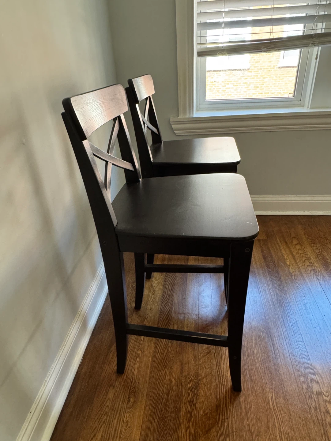 Set of 2 Black Counter Height Bar Stools - photo 2