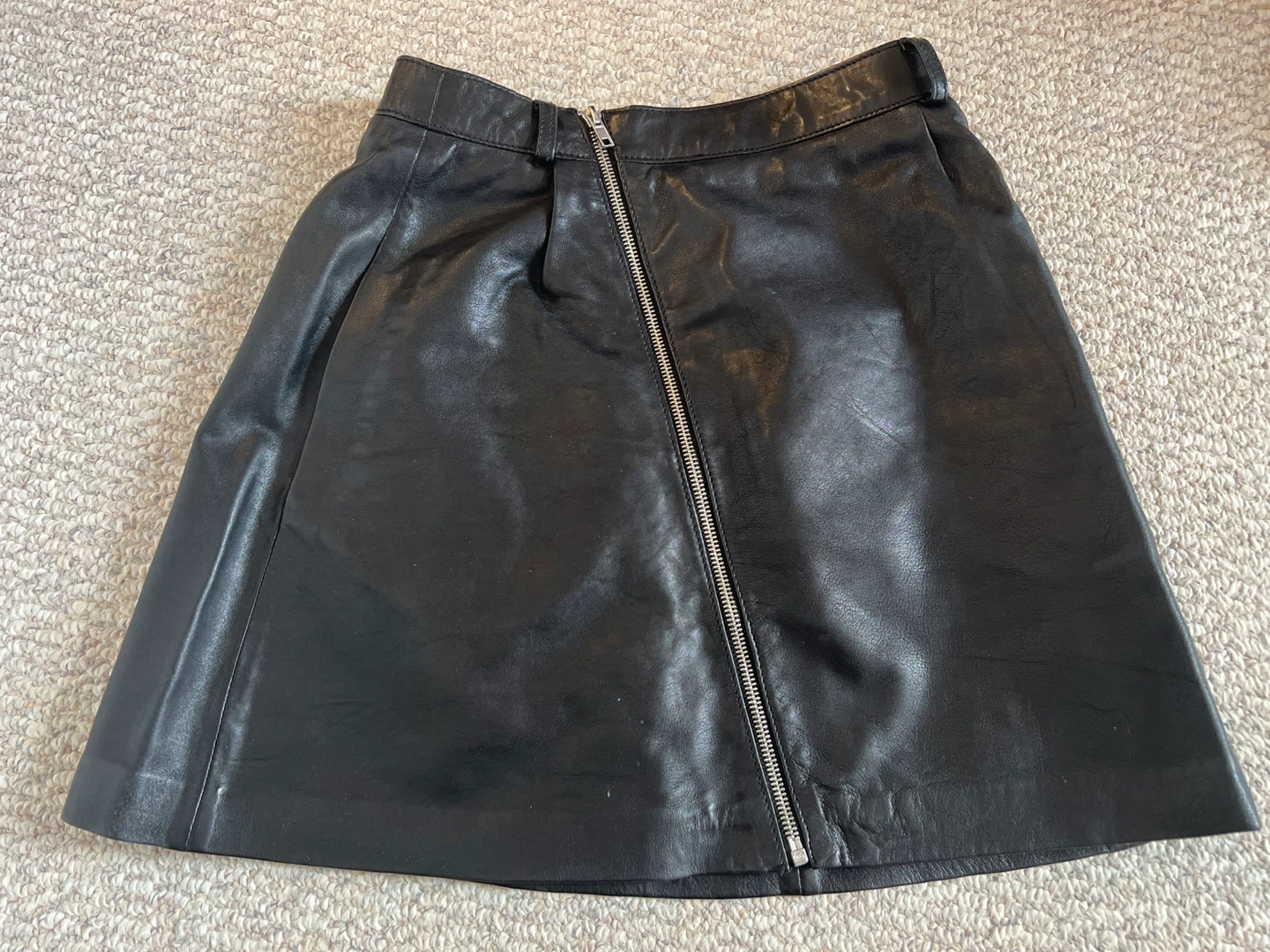Maje Black Leather A-Line Skirt Size 36