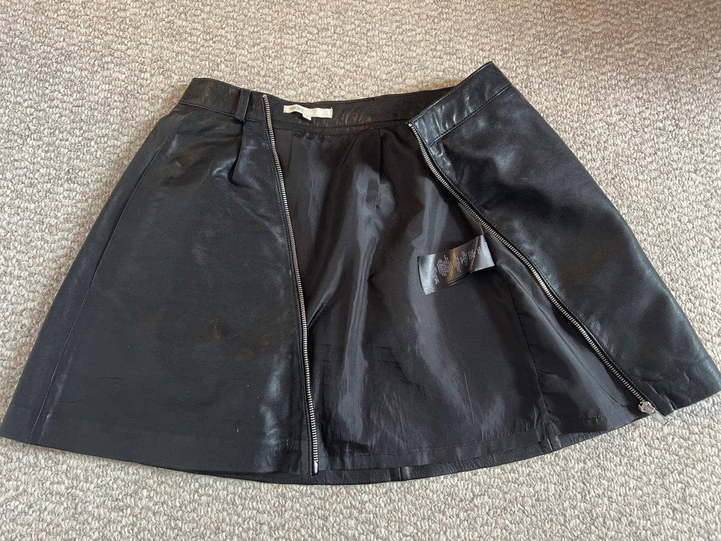 Maje Black Leather A-Line Skirt Size 36 - photo 2