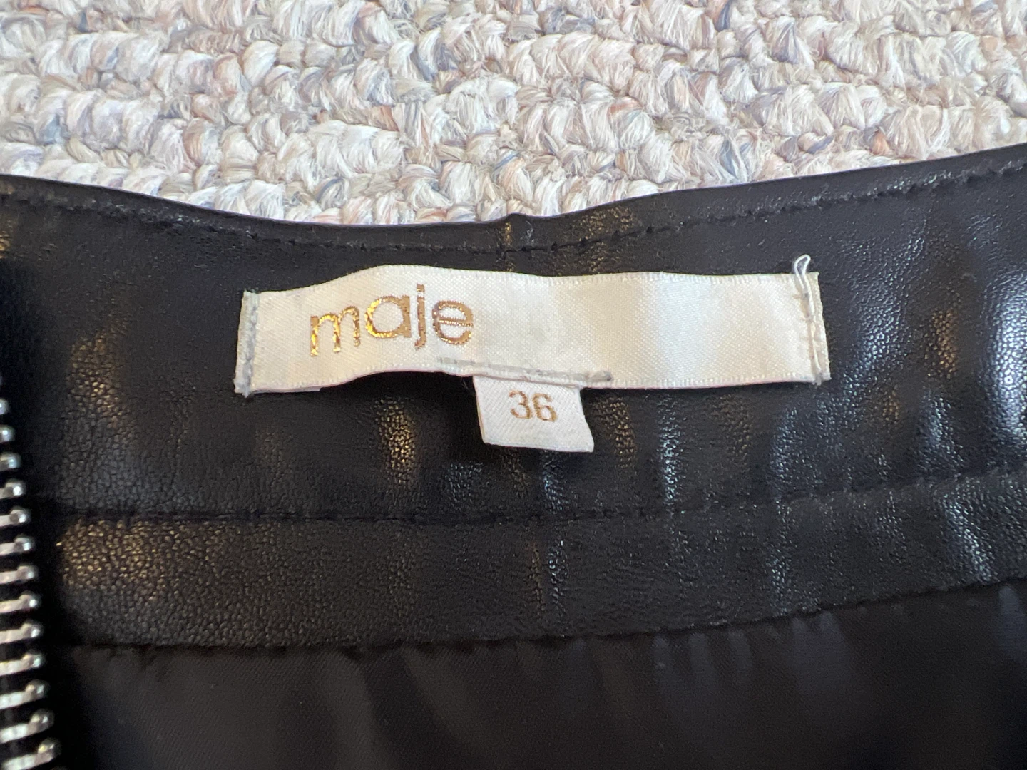 Maje Black Leather A-Line Skirt Size 36 - photo 5