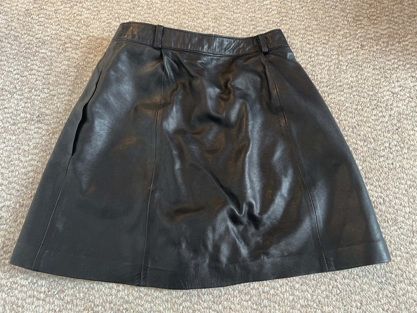 Maje Black Leather A-Line Skirt Size 36 - photo 3