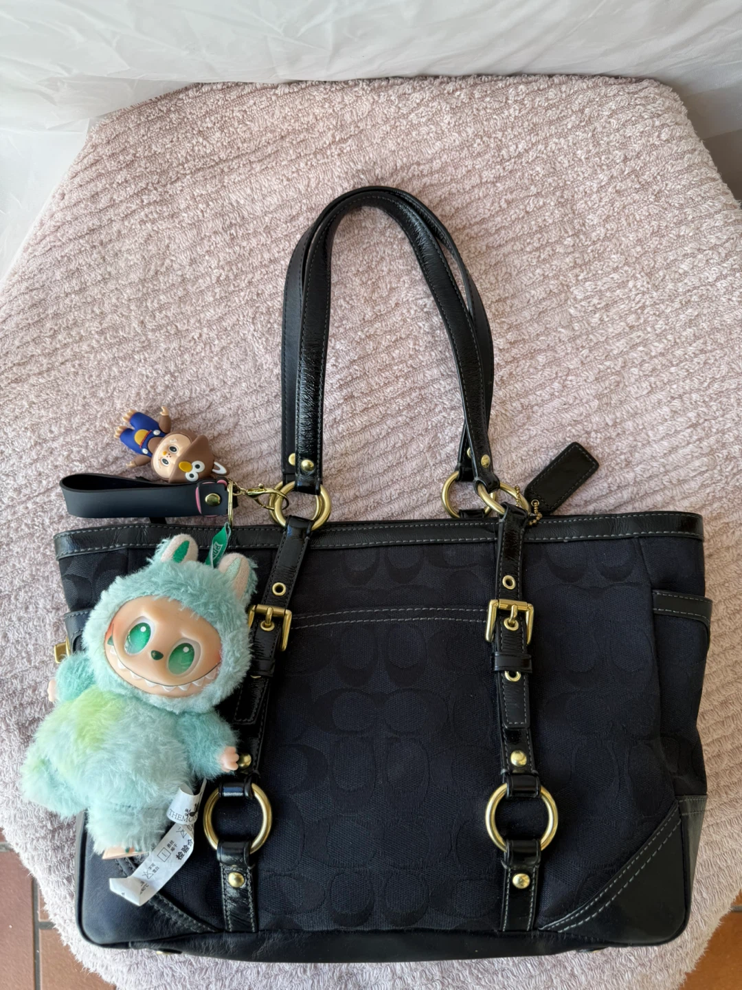 Coach Black Signature C Monogram Tote Bag