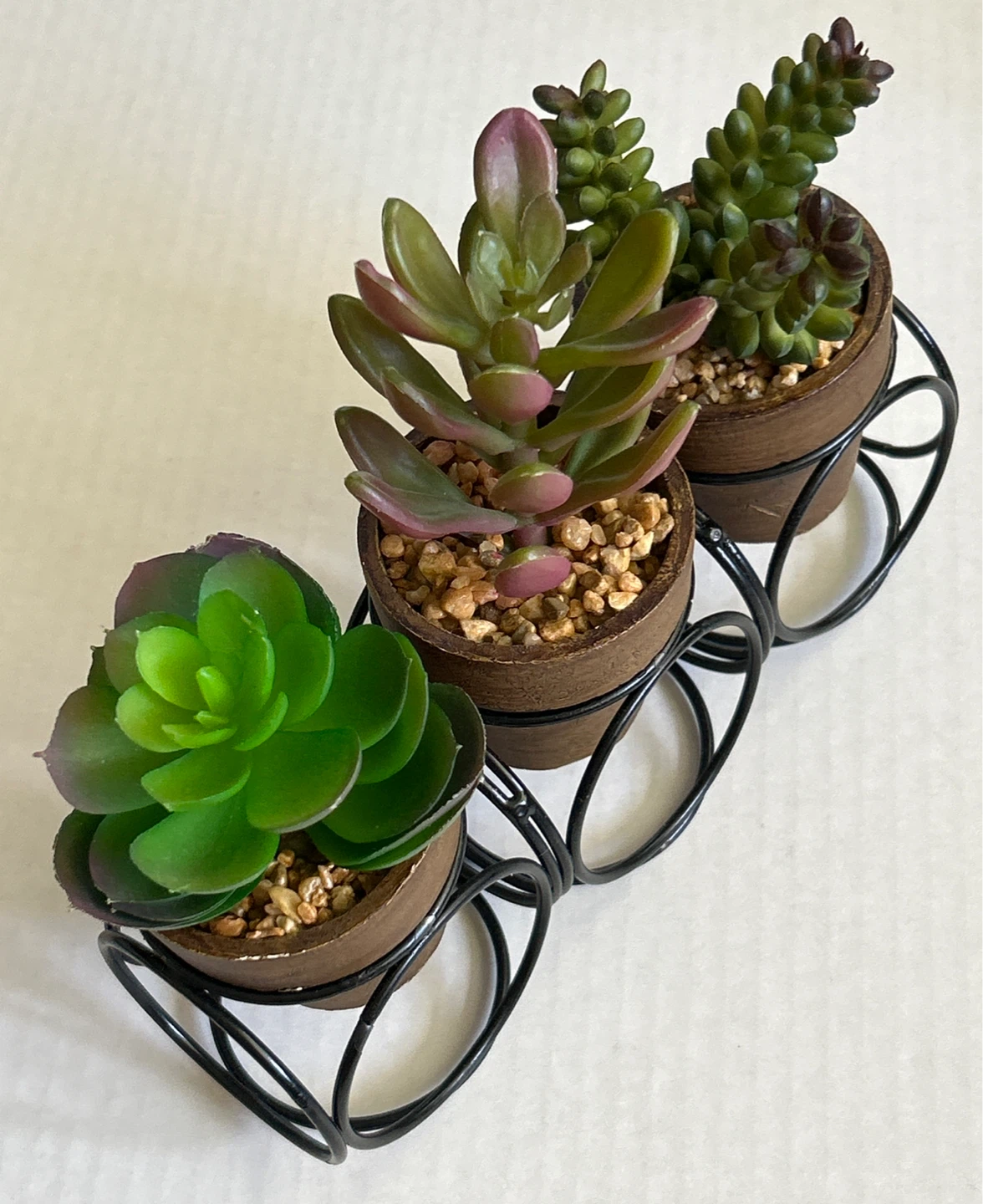 Faux Succulent Plants in Metal Holder
