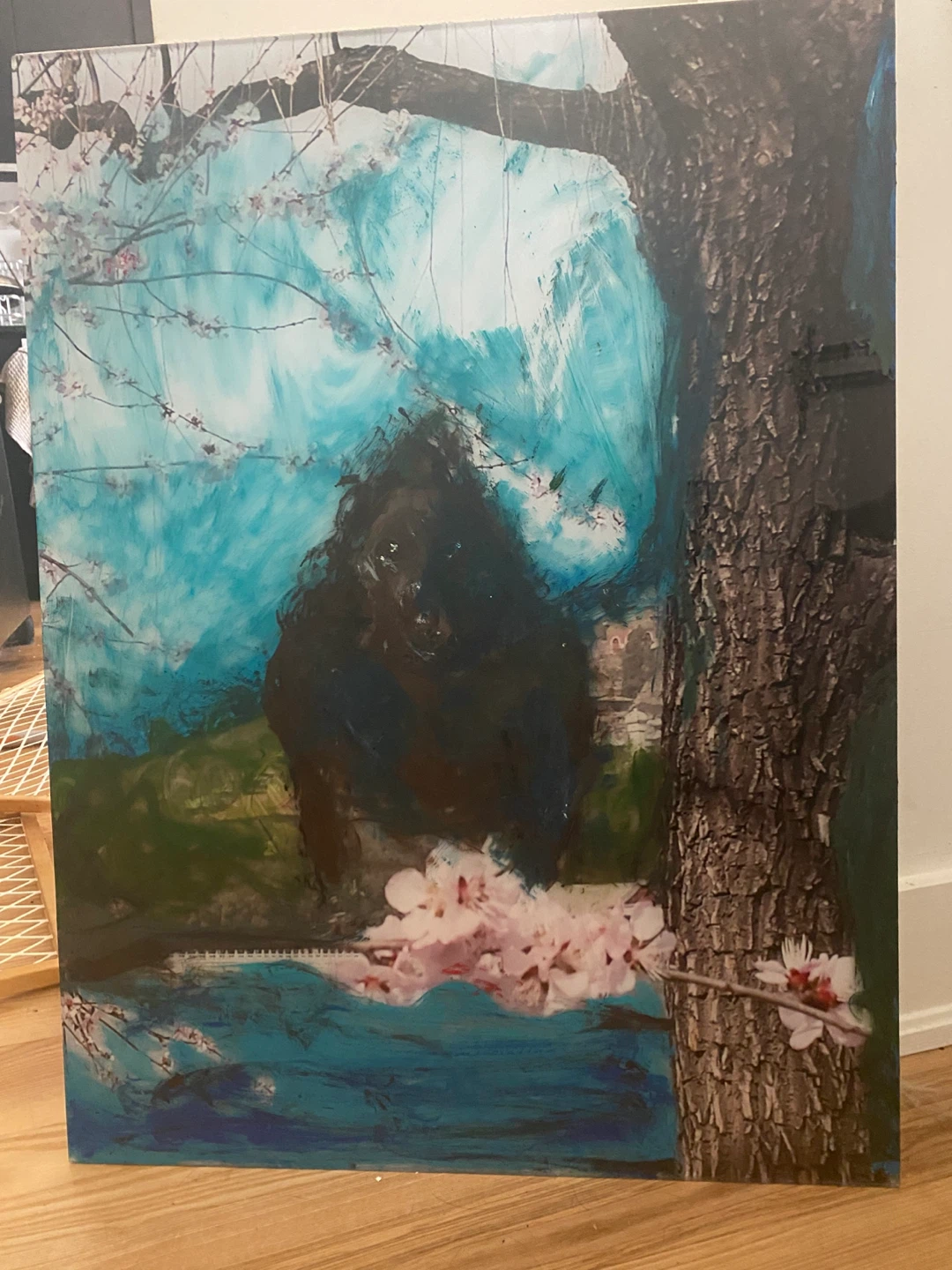 Original Painting - Gorilla in Cherry Blossom Scene