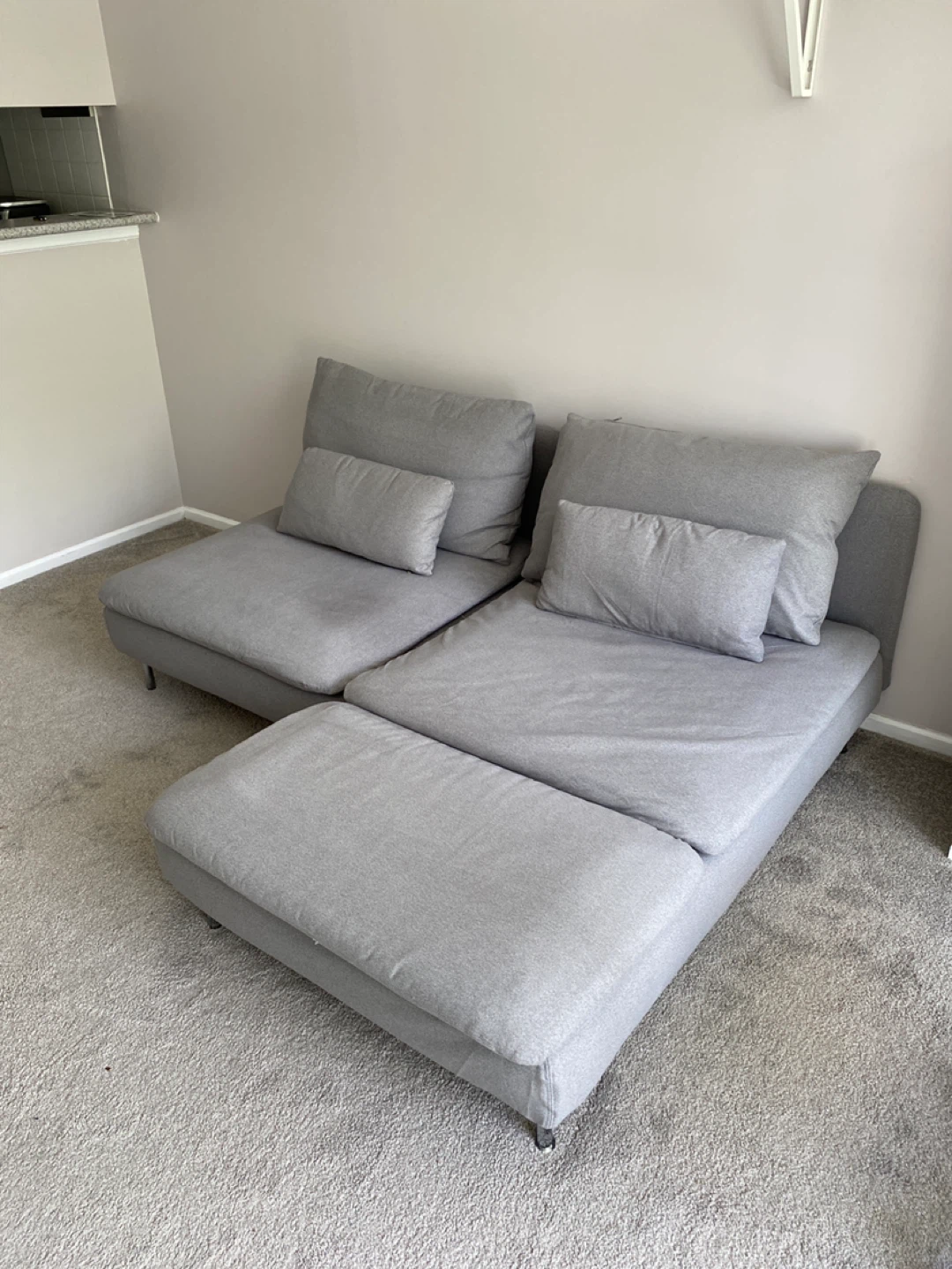 Grey Modular Sofa with Chaise and Ottoman