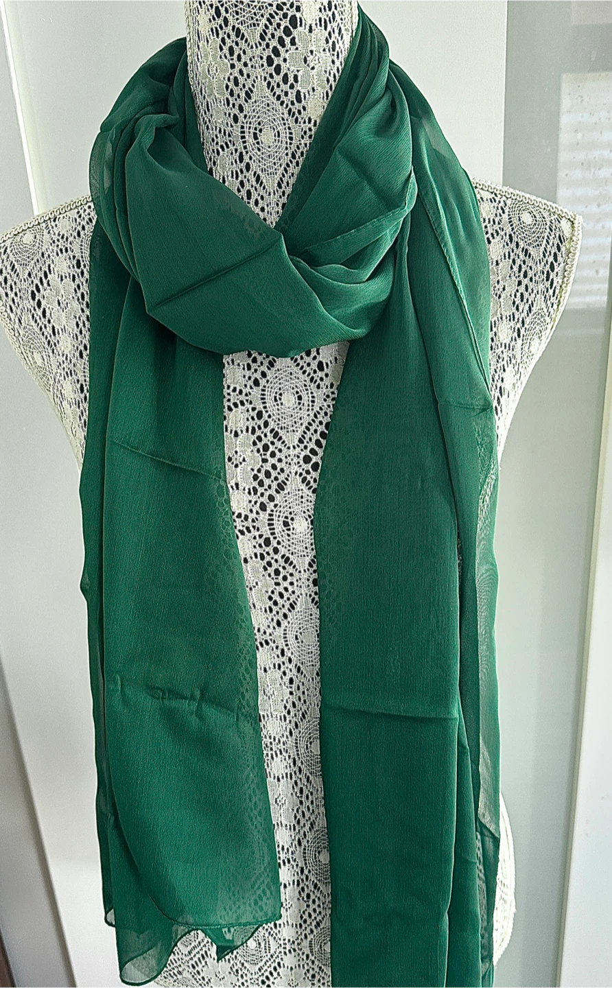 Emerald Green Chiffon Scarf - New - $5