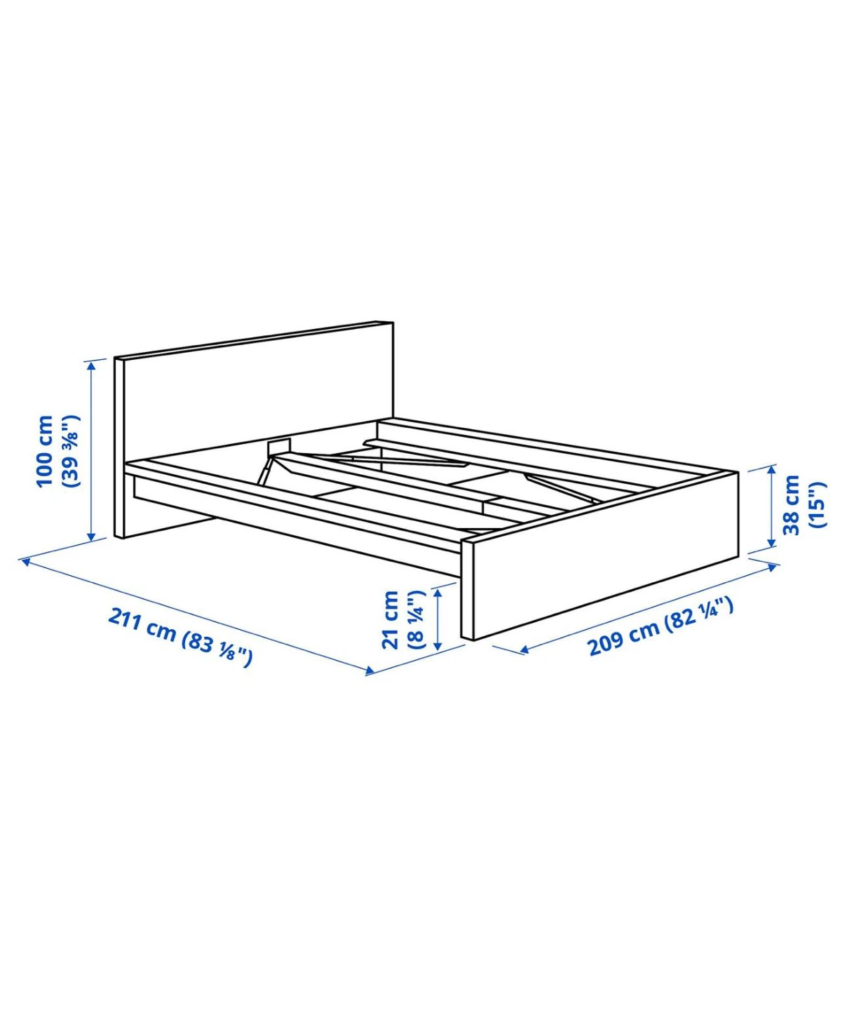 White king Bed Frame with Headboard - photo 3