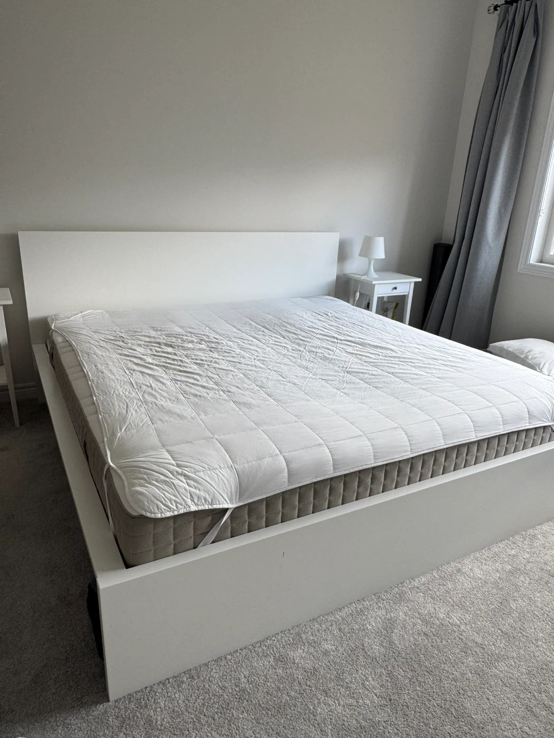 White king Bed Frame with Headboard
