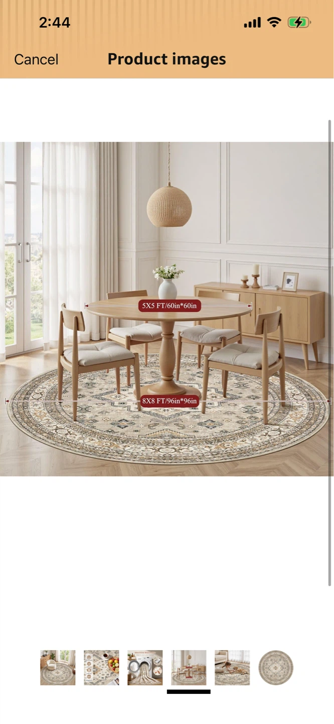 New- 6ft Round Vintage Rug - Beige - photo 2