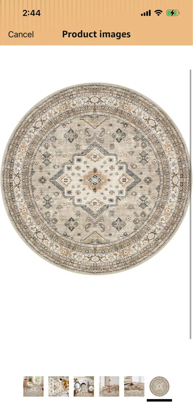 New- 6ft Round Vintage Rug - Beige - photo 3