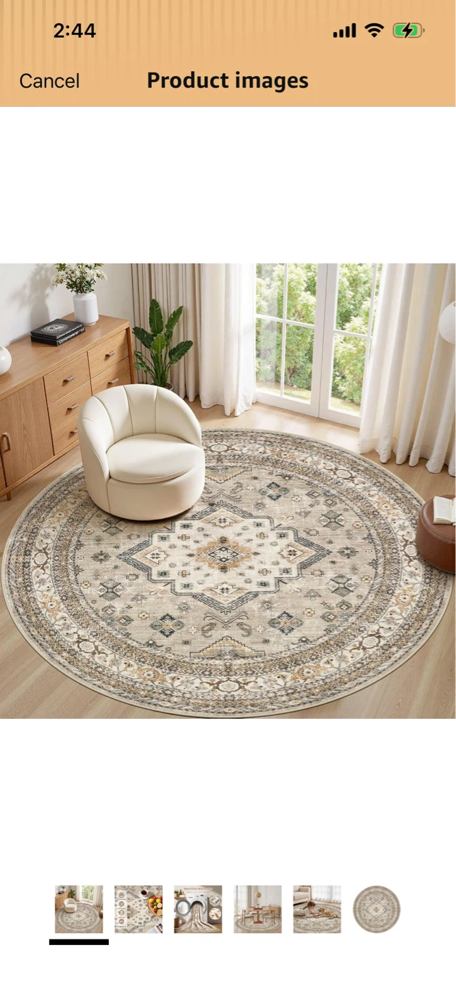 New- 6ft Round Vintage Rug - Beige - photo 5