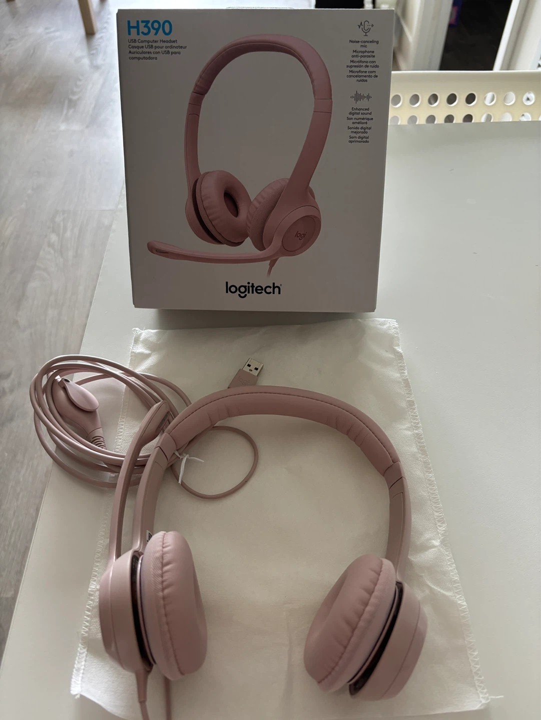 🎧 Logitech H390 Wired USB Headset - Rose (Like New) - photo 3
