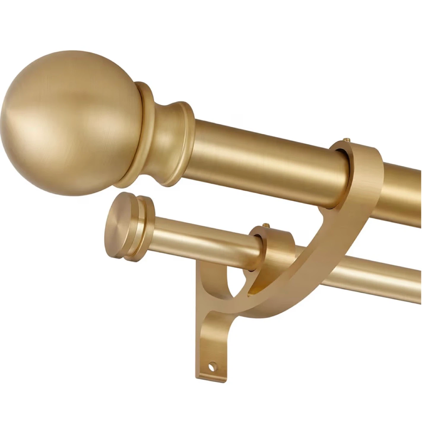 Double Curtain Rod Set - gold  Finish 28-48 inches
