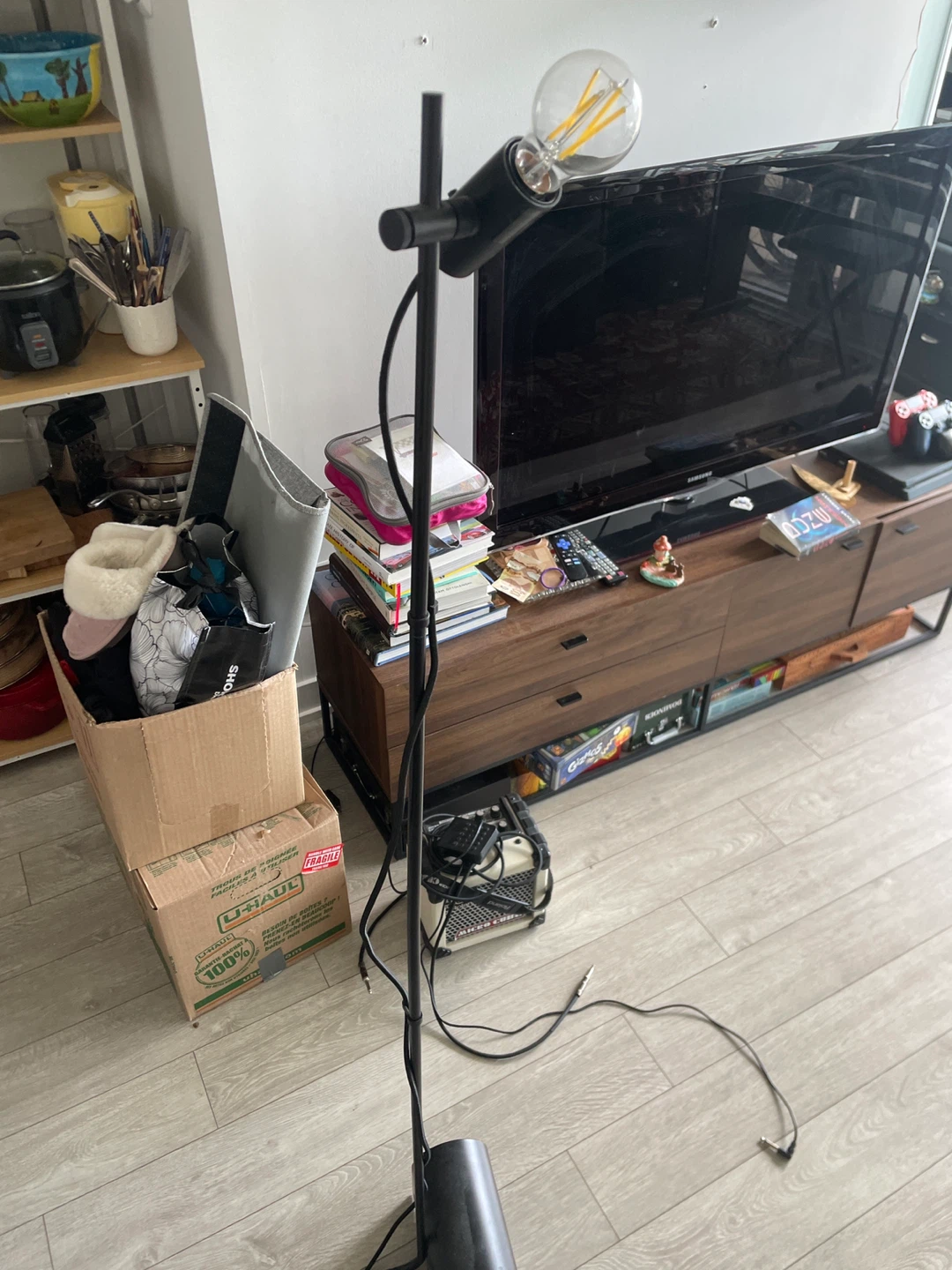 Black Floor Lamp with Edison Bulb