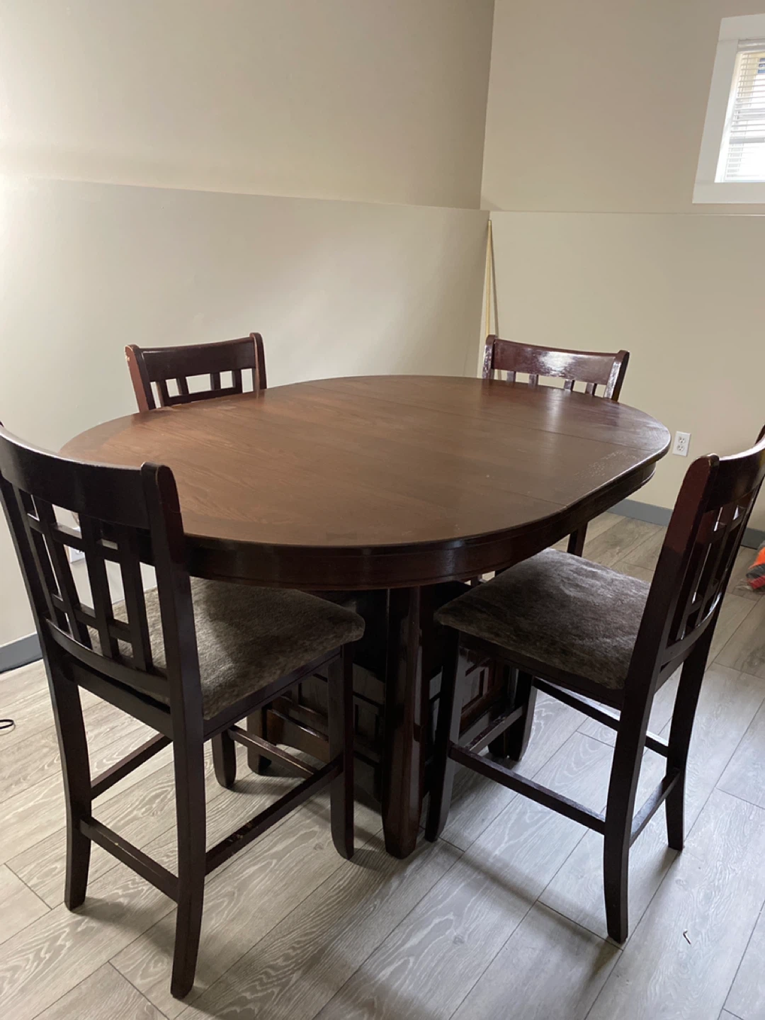 Dark Wood Dining Table and Chairs Set
