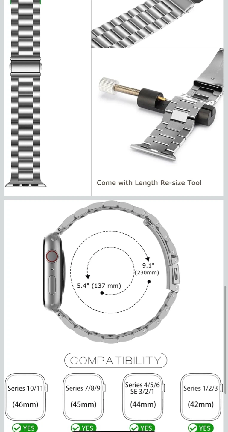 Stainless Steel Watch Band for Apple Watch (42/44mm) - photo 5