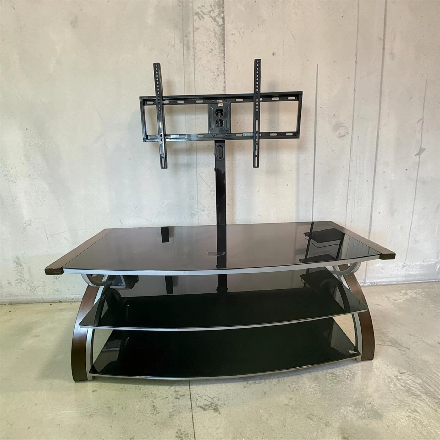Black Glass TV Stand with Mount