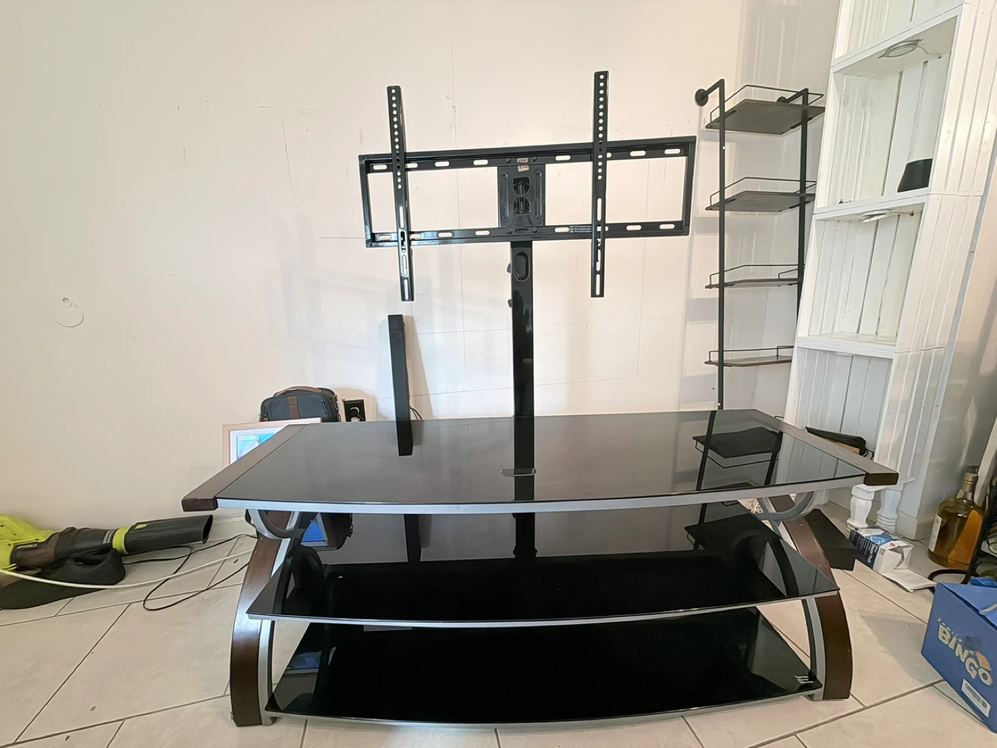 Black Glass TV Stand with Mount - photo 2