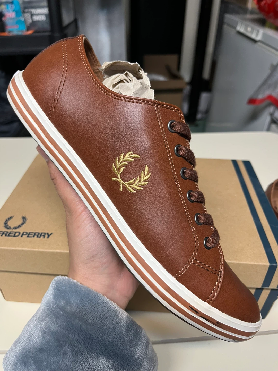 Fred Perry Kingston Leather Brown Sneakers - photo 2