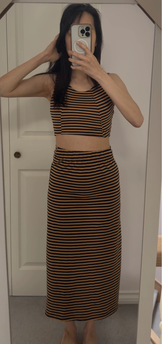 Striped Crop Top and Maxi Skirt Set