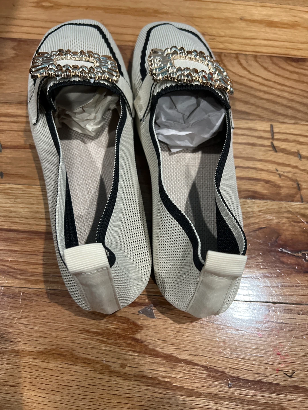 Women's Embellished Loafers - Cream/Black Size 41 - photo 2